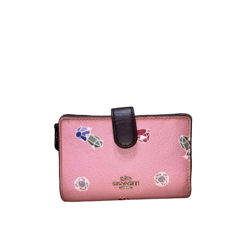 Coach x Disney Snow White Jewel Print Pink Leather Bi-Fold Wallet